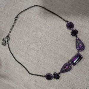 Avon Barcelona Purple Stone Black Metal Necklace